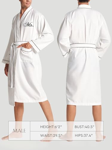 AW BRIDAL Mr and Mrs Waffle Knit Robe Set for Wedding Engagement Gifts, Anniversary Matching Robes for Couples, Women and Men