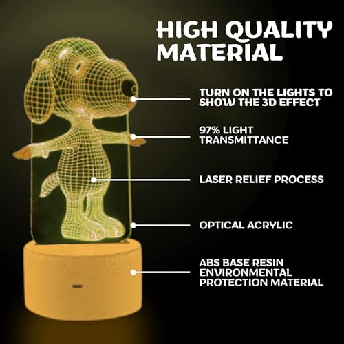 YARRD Dog Animal 3D Lamp Night Light Touch Table Desk Lamps 7 Color Changing Lights with Acrylic Flat & ABS Base & USB Cha...