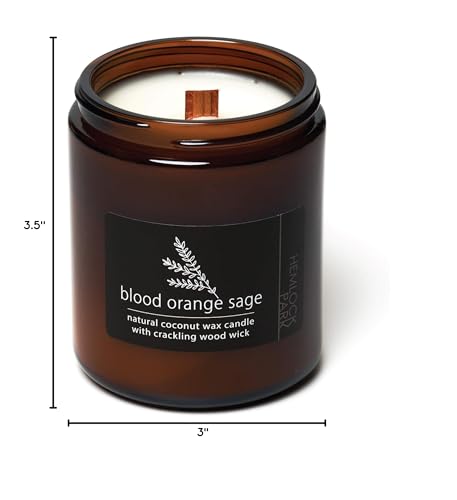 Hemlock Park Blood Orange Sage Apothecary Hand-Poured Scented Candle | Crackling Wood Wick, Botanical Fragrance & Coconut ...