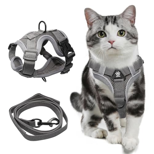 Adjustable Cat Harness and Leash Set, Lightweight Reflective Escape Proof Pechera para Gatos with Breathable Mesh, Cat Wal...