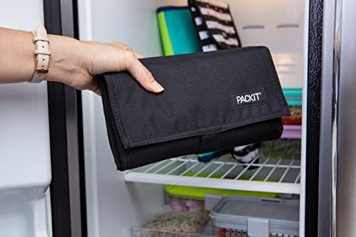 PackIt Freezable Lunch Bag, Black, Built with EcoFreeze Technology, Foldable, Reusable, Zip and Fold Closure with Buckle H...