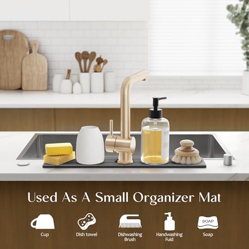 eormoe Kitchen Faucet Absorbent Mat - Diatomaceous Earth Splash Guard for Sink Faucet, Aesthetic Water Absorbing Stone Tra...