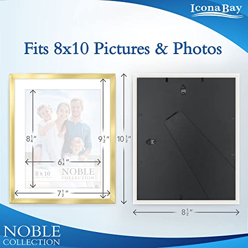 Icona Bay 8x10 Gold Picture Frame w/Mat, Modern Professional Frame, Noble Collection
