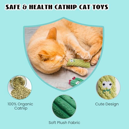 Pawsible Cat Toys for Indoor Cats, 100% Pure Organic Catnip-Filled Toys Without Cotton, Interactive Cactus Kitten Toy for ...