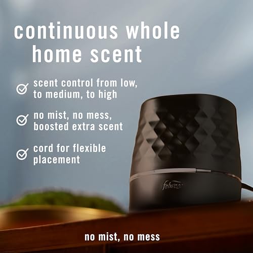 Febreze Plug Scent Booster in Black, Continuous Scent Device Oil Diffuser, Compatible with Febreze Air Freshener Plug in R...