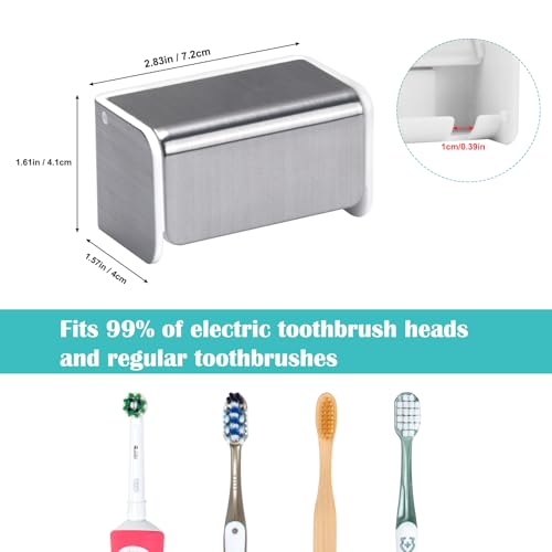 PARKMANI 2 PCS Toothbrush Holders Wall Mounted with Cover, Electric Tooth Brushing Holder for Bathroom, 2 Slots Self Adhes...