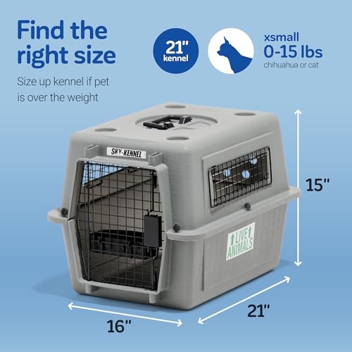 Petmate Sky Kennel For Air and Travel Airline Compliant Dog Crate for Smaller Dog Breeds or Pets up to 15 lbs, Heavy Duty ...