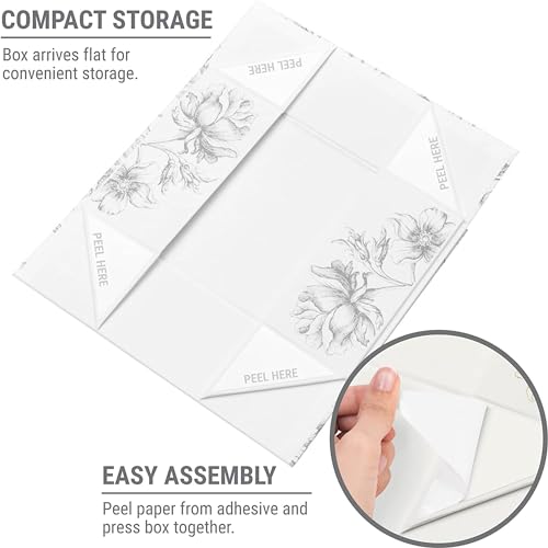 Sorarto Luxury Keepsake Gift Box | Silver Floral Decorative Boxes with Magnetic Lids for Presents, Wedding Memory Box, and...