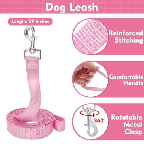 EXPAWLORER Cute Dog Harness and Leash Set - Pink Girl Dog Harness Checkered Step-in Design, Easy Adjustable No-Choke Light...