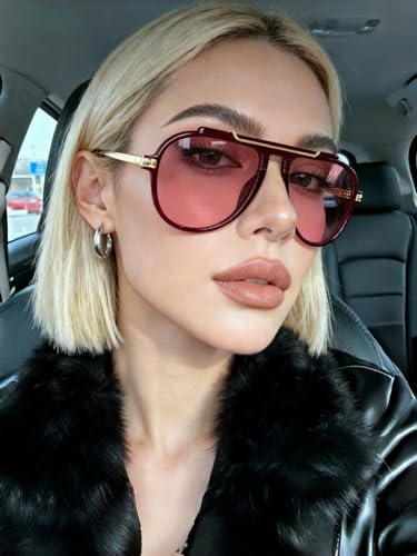 GUVIVI Oversized Aviator Sunglasses for Women Men 2026 70s Retro Gold Metal Sun Glasses Tangle Free Square Aviators