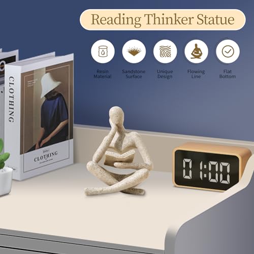 UTTCMK Bookshelf Decor Thinker Statue - Abstract Art Reading Thinker Sculpture Figurine Aesthetic, Modern Home Decoration ...