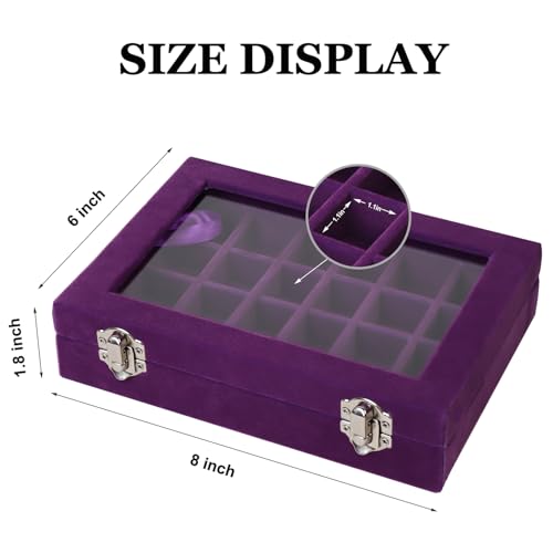 EONGOA Velvet Jewelry Box 24 Grid Jewelry Earrings Display Organiser Box Ring Tray Holder Earrings Storage Case for Girls ...