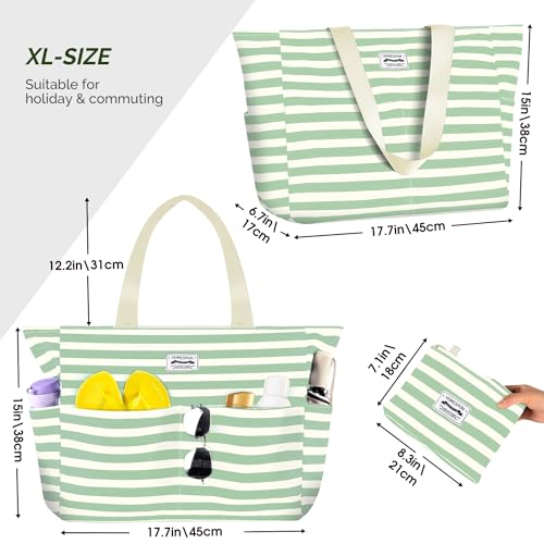 HOMESPON Large Waterproof Beach Bag for Women Sandproof Tote Bag Pool Bag with Zipper and Pockets for Travel Vacation Gym