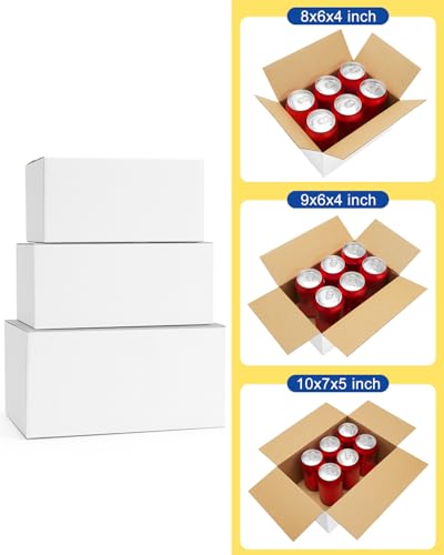 Poever Assorted-Sizes-Shipping-Boxes-45-Pack: 8x6x4 & 9x6x4 & 10x7x5 Small-Shipping-Boxes-Mailers, White Corrugated-Cardbo...
