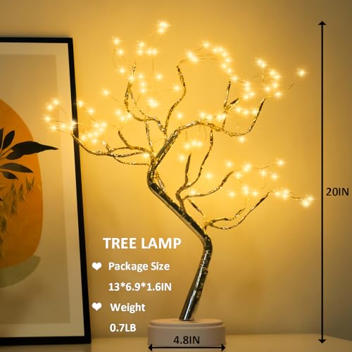 PXBNIUYA Room Decor, 20" 108 LED Tabletop Bonsai Tree Light, DIY Artificial Tree Lamp, Battery/USB Operated, Aesthetic Lam...