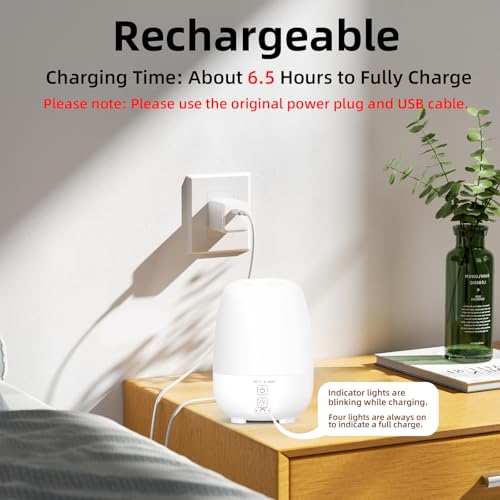 SPLITSKY 150ML Cordless Essential Oil Diffuser, Built-in 6000mAH Rechargeable Battery, 7 Hours Run Time, 7 Colors LED Ligh...