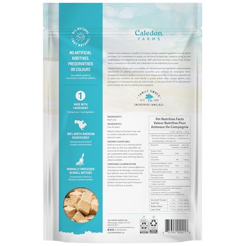 Caledon Farms Freeze Dried Beef Liver Bites Dog Treats, 150 Grams/5.3OZ