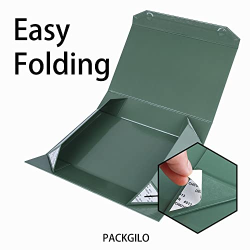 PACKGILO 5 Pack Green Gift Boxes with Lids - Small 12 x 8 x 2.7 Inches Clothes Gift Boxes for Presents and Shirts - Magnet...