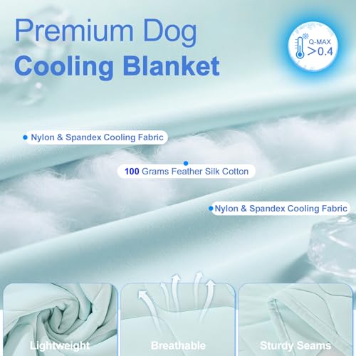 Tivray Cooling Dog Blanket, Q-MAX>0.4 Cooling Blanket for Dogs, Washable Lightweight Quilt for Pets, Multiple Sizes Self C...