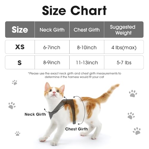 NCMAMA Cat Harness and Leash Set for Walking Escape Proof, Soft Adjustable Kitten Harness Breathable Mesh with Reflective ...