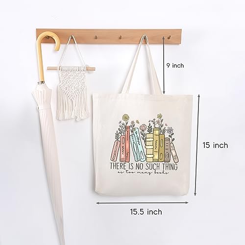 LEADO Cute Canvas Tote Bag with Pocket, Book Lovers Gifts - Mothers Day, Birthday, Book Club Gifts for Book Lovers Women -...