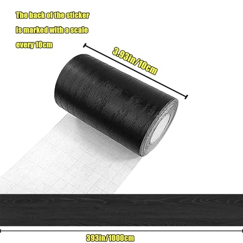 Teemall 10M Black Wood Grain Removable PVC Waterproof Border Wall Decor Removable Self Adhesive Kitchen Bathroom Tiles Sti...