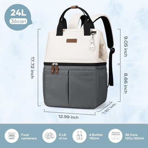 Maelstrom Cooler Backpack, 36 Cans Insulated Backpack Cooler, Soft Leakproof Double Deck Cooler Bag, Lightweight Lunch Bac...