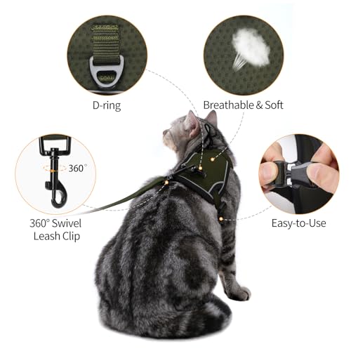 LIANZIMAU Cat Harness and Leash Escape Proof,Adjustable Cat Harness for Outdoor Walks with Reflective Strip, Lightweight a...