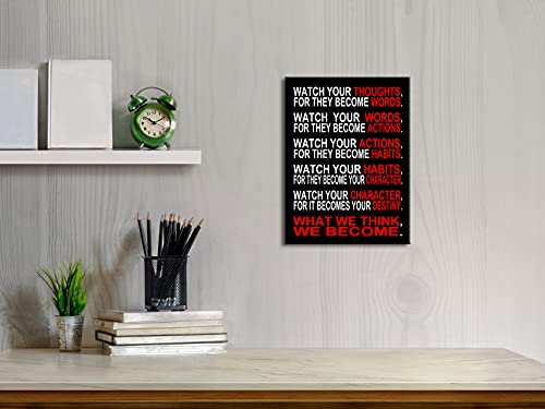 Pyradecor Watch Your Thoughts Motivational Classroom Poster Modern Canvas Prints Wall Art Paintings Ready to Hang for Offi...