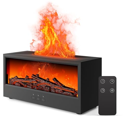 Fireplace Flame Air Diffuser Humidifier,7 Colors Aromatherapy Essential Oil Diffuser, Ultrasonic Aroma Humidifier with Rem...