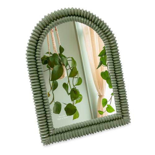 Isaac Jacobs 4x6 Glossy Rosemary Green Double Bead Arch Photo Frame with Black Fabric Easel, Tabletop, Wall-Mountable, She...