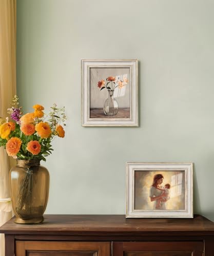 Sonefreiy 8x10 Picture Frame, White Gold Vintage Antique Retro 8 x 10 Photo Frame Desk and Wall Hanging Wedding Gift for M...