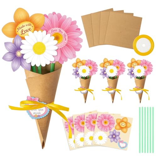 BDDYYI 28 Set Mother's Day Flower Bouquet DIY Kit Floral Paper Craft for Teacher Appreciation & Home Decor Thankful Gift f...