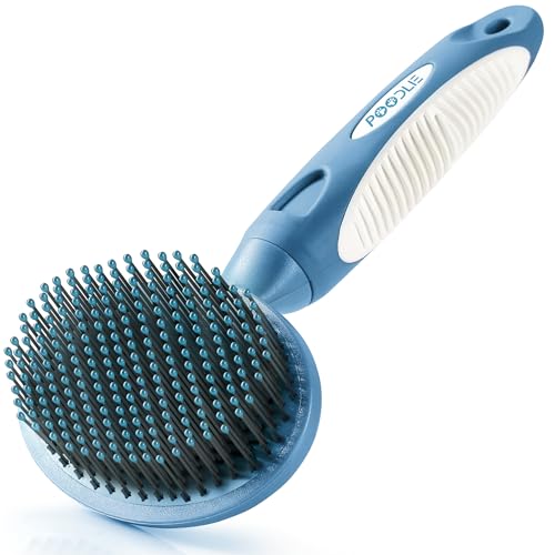 Round Bristle Pet Brush for Dogs and Cats - Soft Dog Brush for Grooming Short or Long Hair - Gentle Tool for Sensitive Ski...