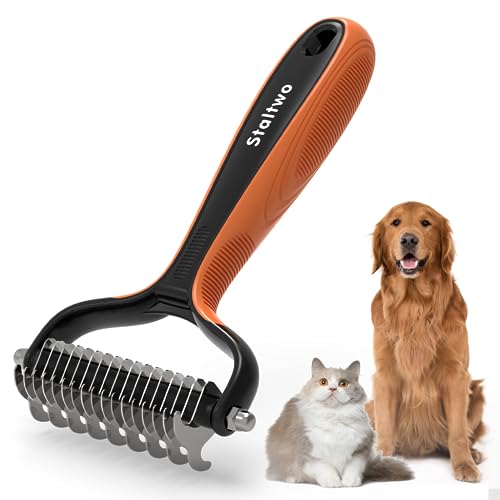 Staltwo Deshedding Dog Brush for Shedding - 2-in-1 Professional Undercoat Rake and Furminator for Dogs | Shedding Control ...