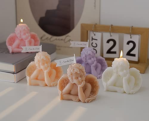 Angel Shaped Scented Candle,150G Aroma Soy Wax Decorative Candle,Handmade Aesthetic Candle for Table Photo Prop Birthday G...