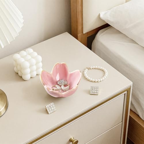 Jewelry Dish Birthday Christmas Gifts For Women Ceramic Ring Holder Jewelry Tray Vanity Organizer Pink Room Decor Aestheti...
