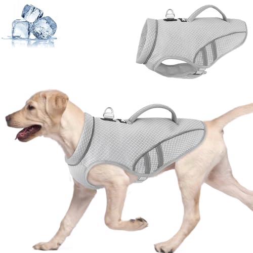 SlowTon Dog Cooling Vest with Handle - Pocket for Ice Pack, UV Protection Breathable Cooling Shirt for Large Medium Small ...