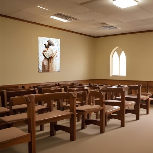 Jesus Embracing Woman Canvas Wall Art, Safe in His Arms Pictures Canvas Print Posters Wall Decor, Christian Wall Art Home ...
