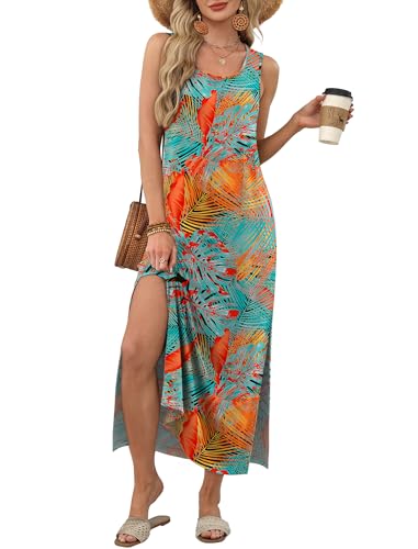 WIHOLL Maxi Dress Summer Dresses 2026 Beach Vacation Clothes Sleeveless Sundresses with Pockets Boho S-3XL