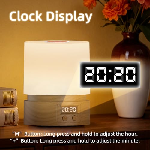 QDPKPI Nursery Night Light with Clock for Kids, Touch Lamp Bedside Desk Lamp, Portable Breastfeeding Night Lamp for Baby, ...