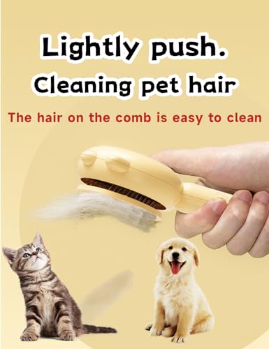 MRSXXNTY Cat & Dog Grooming Brush (Purple) - Stainless Steel Tooth Comb, Rubber Massage Needles, Self-Cleaning, Suitable f...