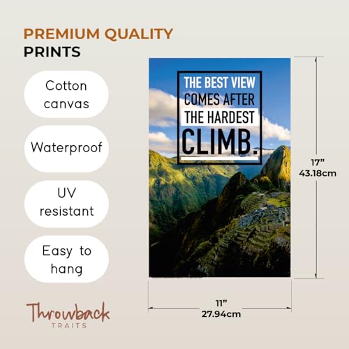 Throwbacktraits Canvas Motivational Wall Art – Set of 6 Inspirational Prints with Uplifting Phrases & Vibrant Images, Eco-...