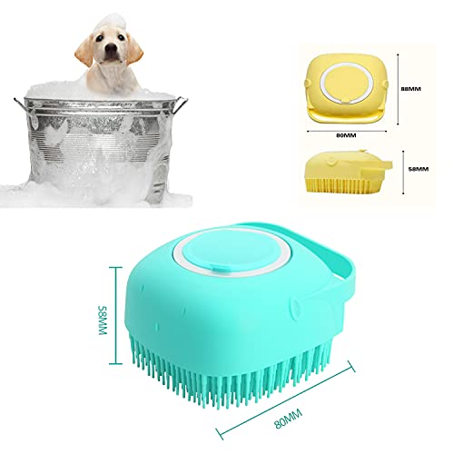 ELEGX Pet Grooming Bath Massage Brush with Soap and Shampoo Dispenser Soft Silicone Bristle for Long Short Haired Dogs Cat...