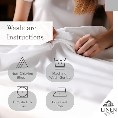 Linen Home 100% Cotton Printed Percale Sheets California King Size, Deep Pocket, 4 Pieces Set - 1 Flat, 1 Deep Pocket Fitt...