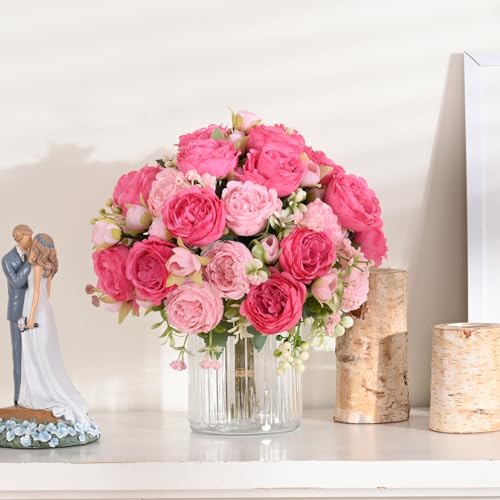 MARTINE MALL 2 Packs Peonies Artificial Flowers, Mixed Pink Artificial Peonies, Silk Peonies Flowers Fake Peonies Artifici...