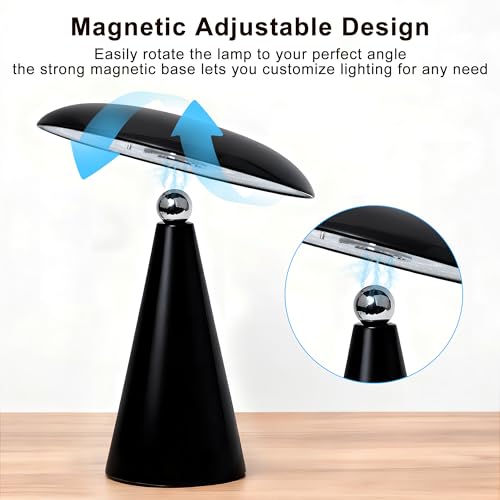 Ligrel Mushroom Lamp Mid Century Modern Table Lamp, LED Cordless Rechargeable Bedside Light, Dimmable Touch 3-Color Temp, ...