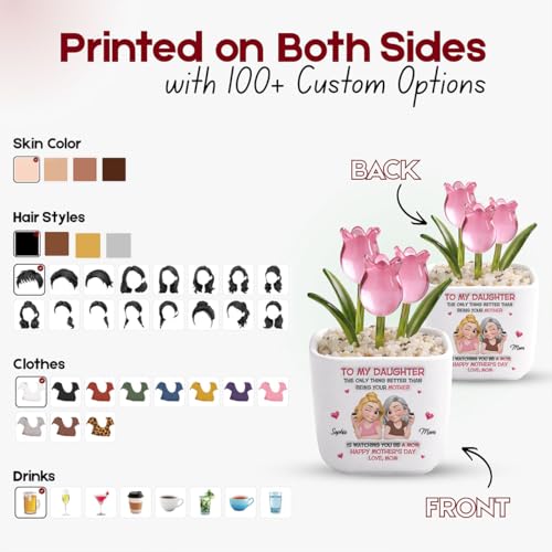 Wrappiness Glass Everlasting Tulips Pot for Women Personalized Gifts - Glass Flowers Decor, Birthday Gift for Daughter fro...