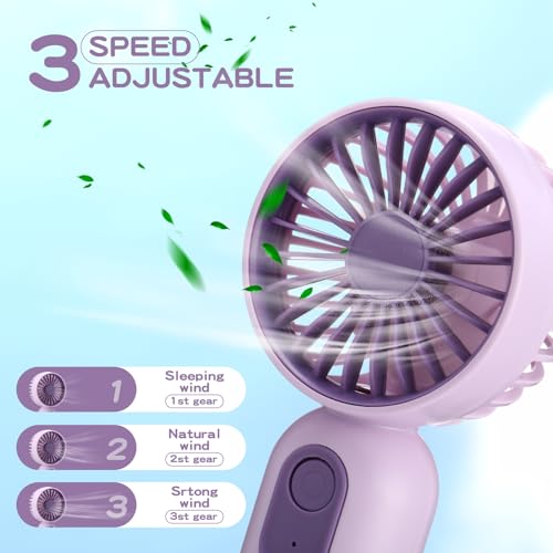 Rossesay 6 Pcs Mini Portable Fan Bulk Cute Handheld Lightweight Small Little Personal Hand Eyelash Fan 3 Speeds USB Rechar...