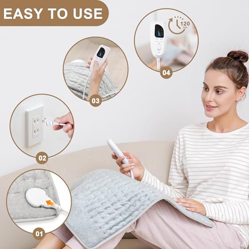 Deepsoon Heating Pad,Electric Heating Pads for Back,Neck,Moist Heating Pad for Abdomen Shoulder Knee Legs,Dry/Moist Heat&A...